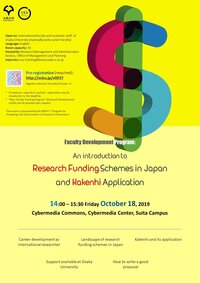 外国人向け新任教員研修プログラム：日本の研究助成金制度及び科研費の申請