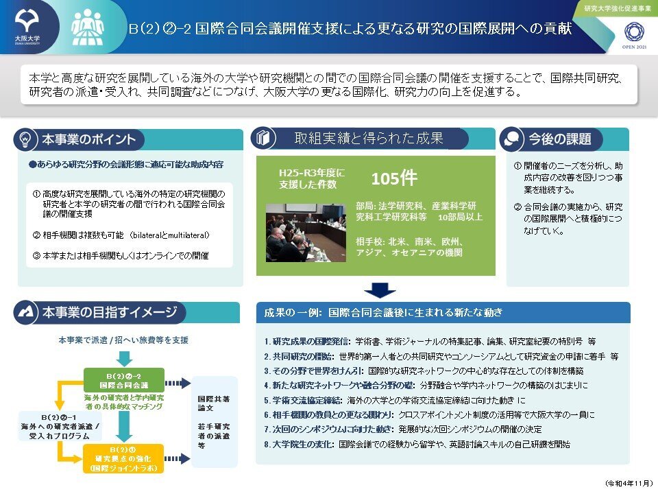 B2(2)-2 国際合同会議開催支援による更なる研究の国際展開への貢献